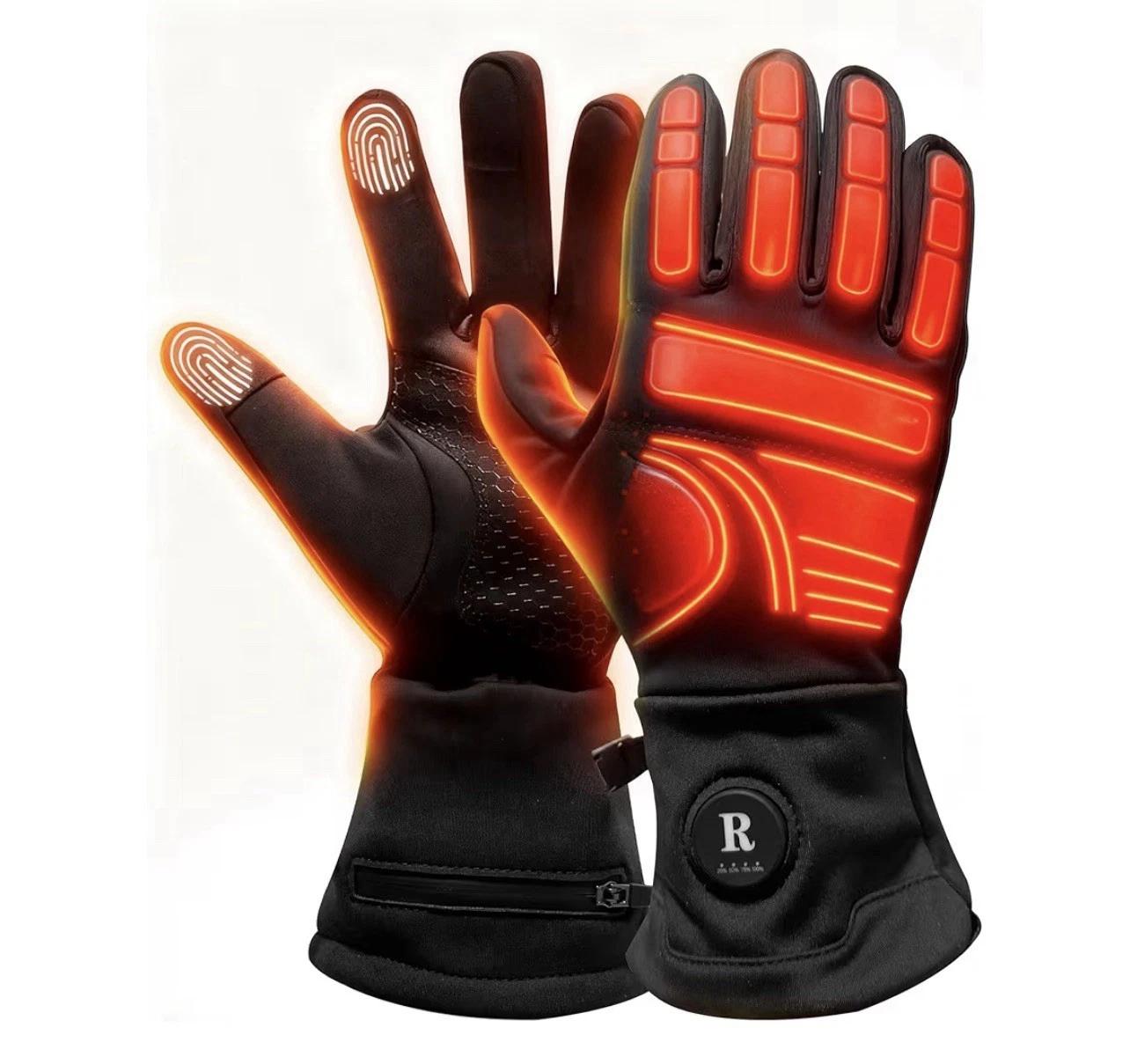 Rechargeable Heated Winter Gloves Unisex Warm, Medium-Large, black