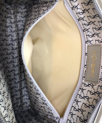 Saint Laurent Clutch Bag Second Bag YSL Cassandra PVC Beige Authentic - Picture 8 of 24