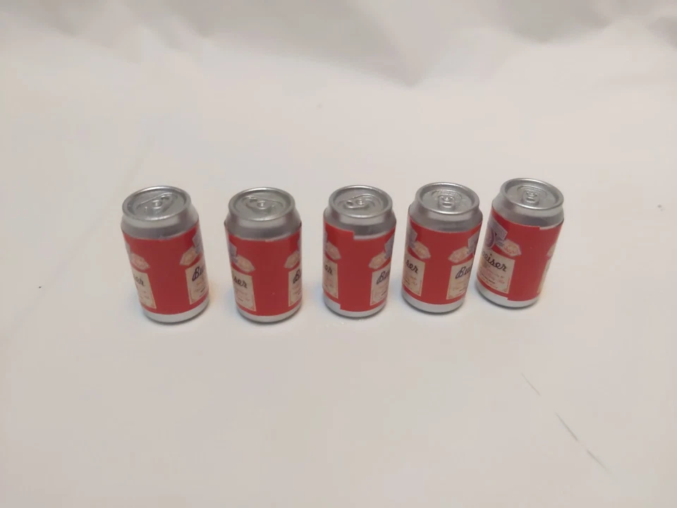 Mini lata de cerveza Budweiser miniatura escala casa de muñecas modelos bebida enlatada lote de 5 Foto 4 de 4