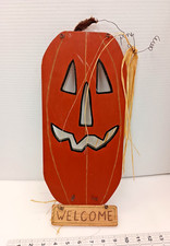 Wooden Welcome Sign Halloween jack-o'-lantern Pumpkin decor