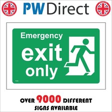 SIGN Emergency Exit Only Right Running Man Fire Alarm Drill Escape Safety FS392M