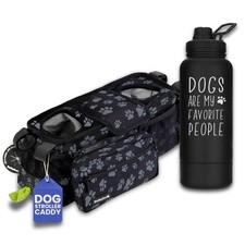 rubyloo Dog Stroller Caddy Organizer Paw Print  32 oz Insulated Water Bott...
