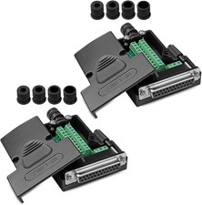 2PCS DB25 Solderless Connector, RS232 D-SUB Serial to 25-Pin Port Terminal Femal