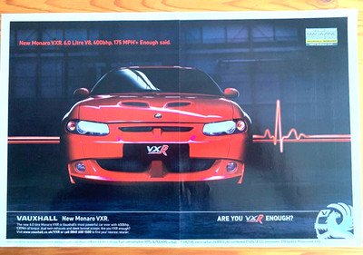 VAUXHALL MONARO 6.0 VXR - RAHMENBARES SAMMLERSTÜCK ORIGINAL OLDTIMER WERBUNG
