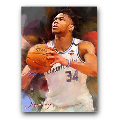 Giannis Antetokounmpo #12 Art Card Limited 6/50 Vela Signed (Milwaukee Bucks)