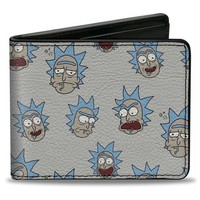 Bi-Fold Wallet Rick and Morty Rick Expressions Scattered Gray (Us Import)