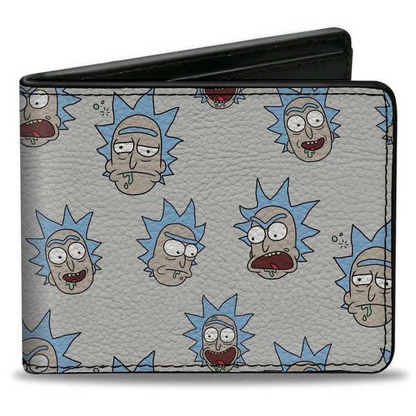 Bi-Fold Wallet Rick and Morty Rick Expressions Scattered Gray (Us Import)-image
