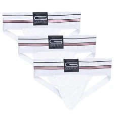 Golberg Mens Athletic Supporter - Naturally Contoured Waistband - 3 Pack, Whi...