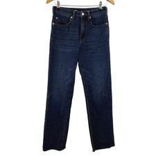 Pilcro ANTHROPOLOGIE Jeans Women 27 Dark High Rise straight Raw Hem STRETCH