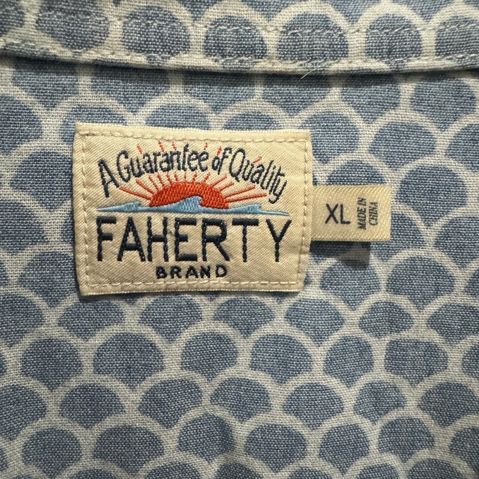 Faherty Light Blue Geometric Button Down Shirt - image 3