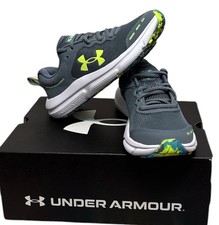 Under Armour UA Charged Assert 10 Running Shoes Gravel Lime Surge Boys 4Y NIB