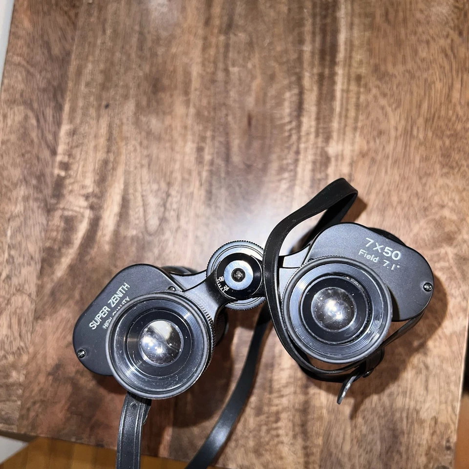 Винтажный полевой бинокль Super Zenith 7 x 50 мм с ремешком и крышками объектива поле 7.1 - Изображение 3 из 4