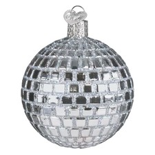 Disco Ball Glass Blown Ornament for Christmas Tree, Handcrafted Holiday