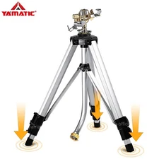 YAMATIC 18"-36"H Impact Sprinkler Adjustable Tripod Base Brass Head Large Area