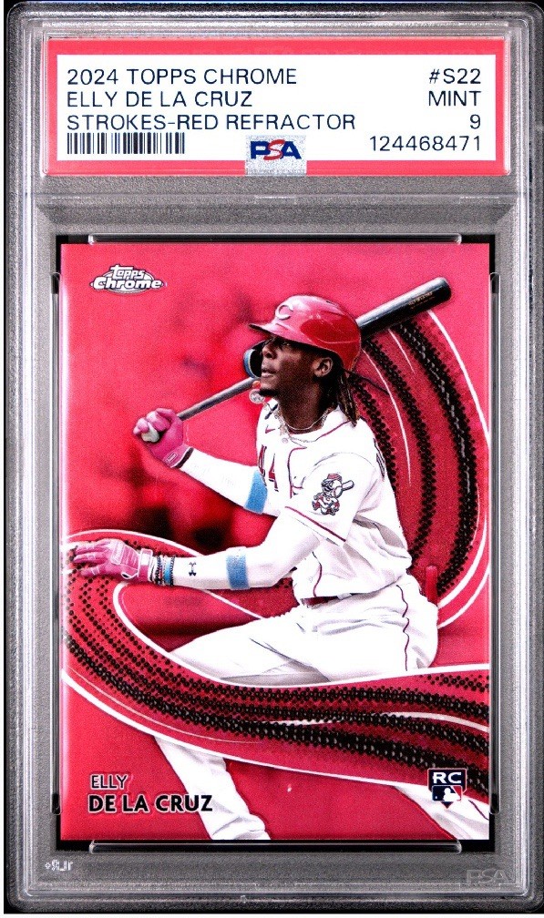 Elly De La Cruz 2024 Topps Chrome Strokes Red Refractor 5/5 PSA 9 Rookie