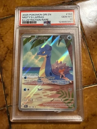 2025 POKEMON DRI EN-DESTINED RIVALS ILLUSTRATION RARE #194 MISTY'S LAPRAS PSA 10