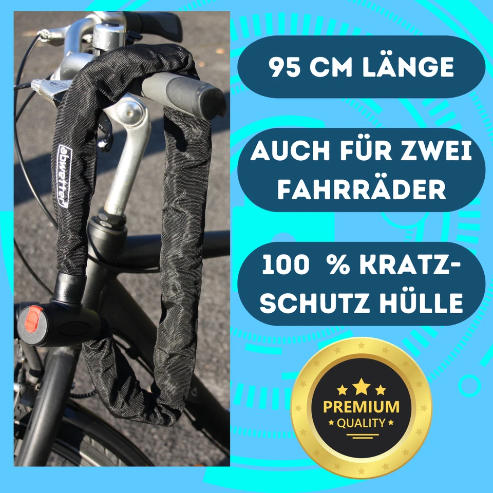 Fahrradschloss Kettenschloss Panzerschloss mit 10 MM Stahlkette Sicherheit 10/10 - Bild 3 von 4