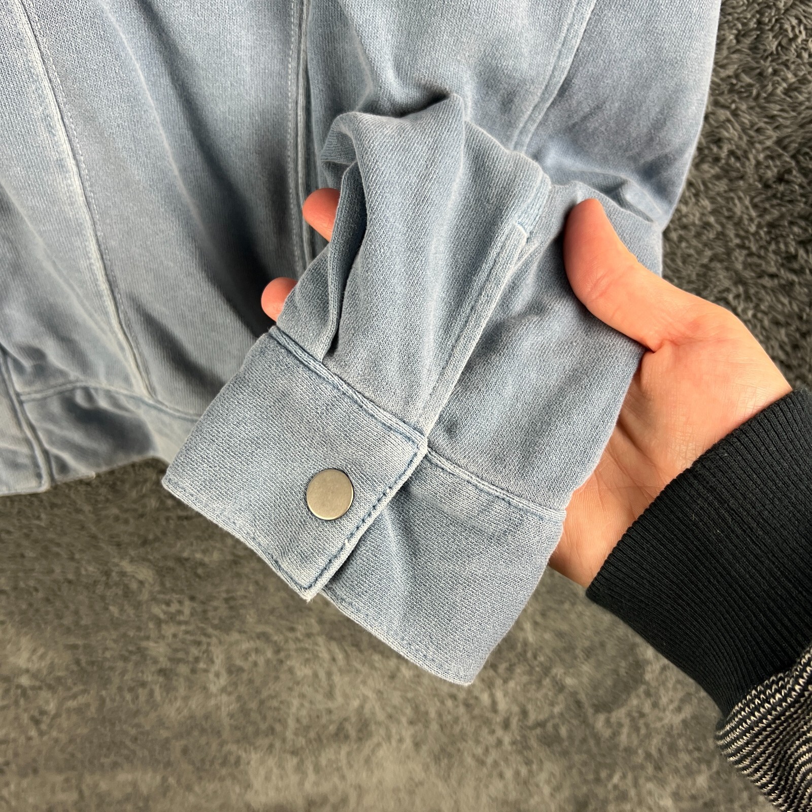 Fabletics Shacket Jacket Womens Medium Blue Snap … - image 6