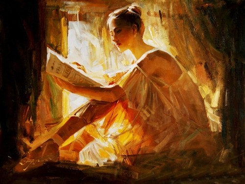 Handmade Oil painting original Art female ballet girl on canvas 24"X36" - Picture 2 of 2