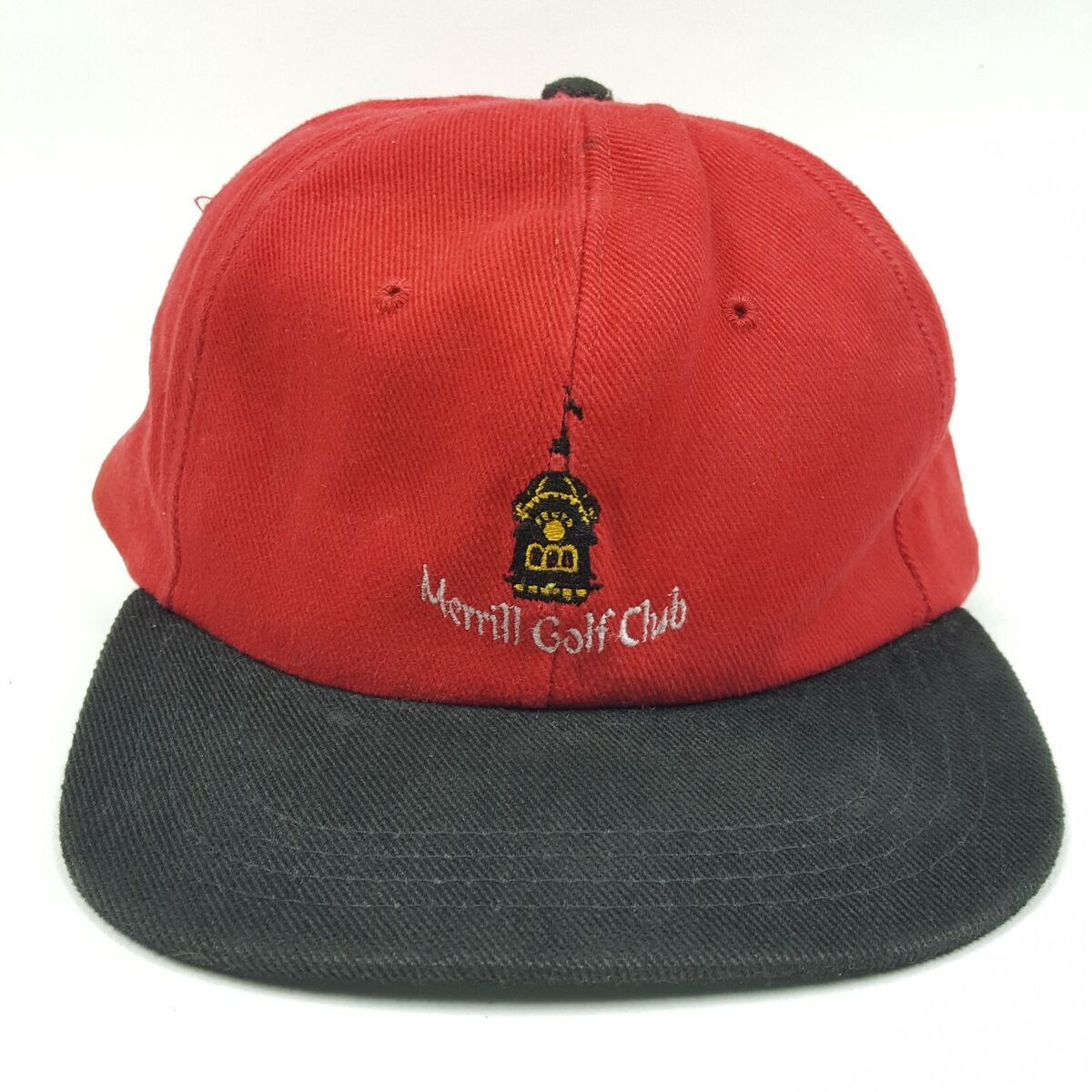 Vintage 90s Merrill Country Golf Club Men's Adjustable Snapback Hat Ball  Cap Red