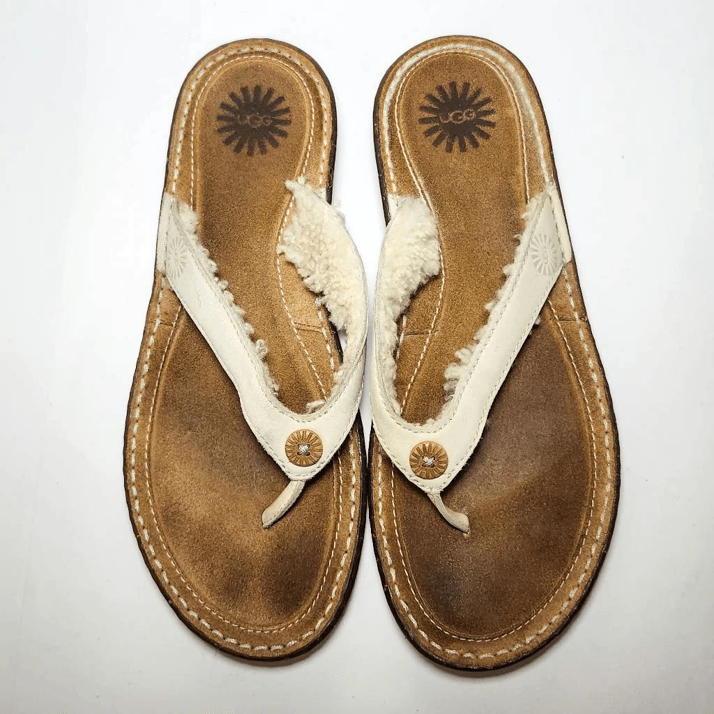 Sandali infradito UGG donna pelle shearling con bottoni foderati 9 9 5 US