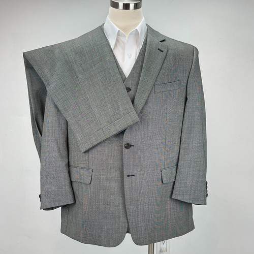 Ralph Lauren Suit Mens 46R 39W Gray Wool Jacket Pants Vest 3 Piece Set
