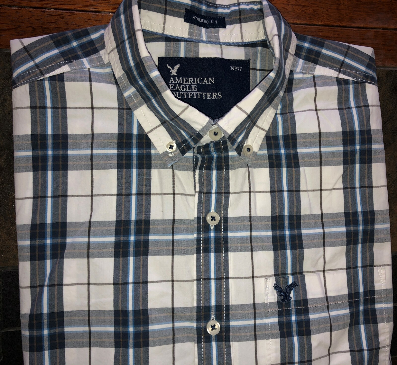 Men's American Eagle Long Sleeve Button Front Shirt … Gem