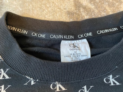 Calvin Klein Shirt Mens Black Medium Long Sleeve Crew Neck Pullover Geometric - Picture 6 of 7