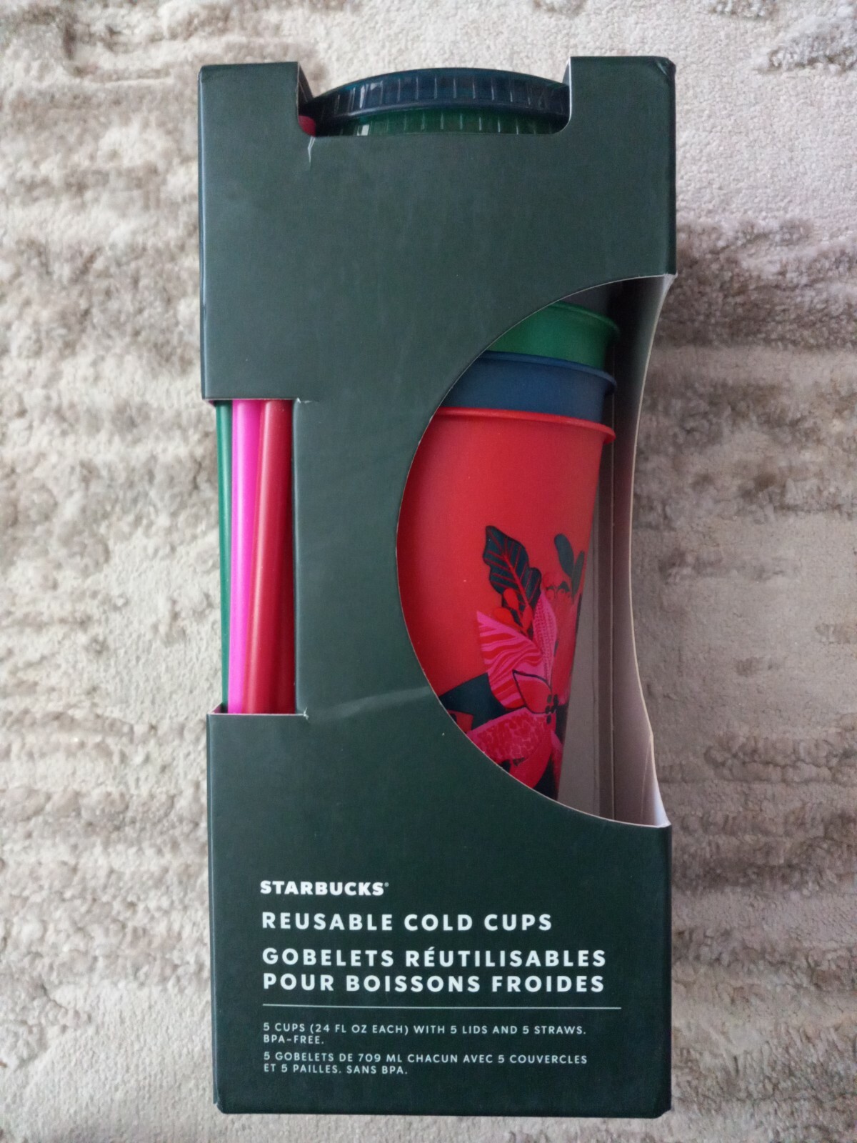 Starbucks Holiday Christmas 2021 Reusable Cold Cups Set of 5 NEW