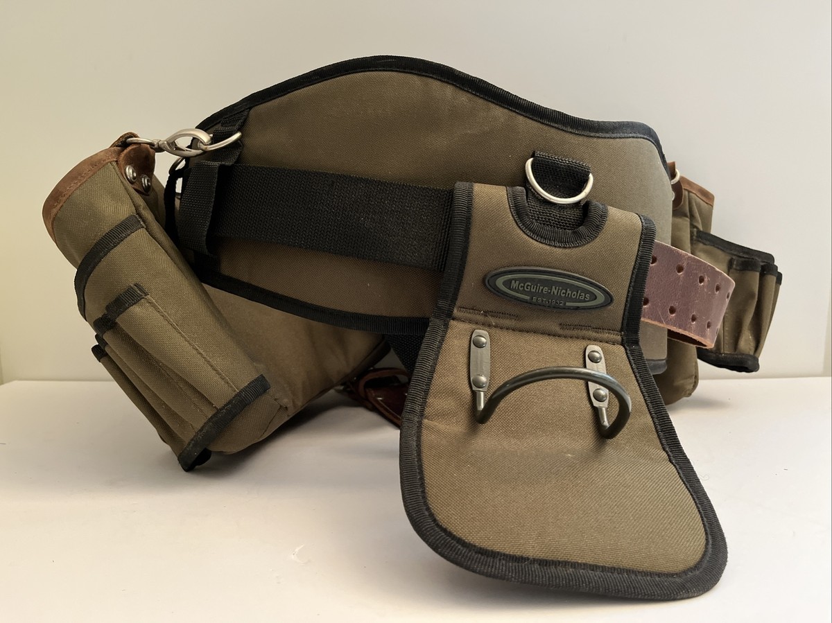 McGuire Nicholas Nylon Leather Tool Belt Apron Dual Rooster Pouch