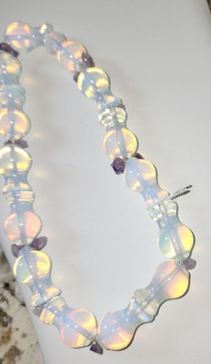 BEADS:  Amethyst Nuggets with Opaline Glass Beads