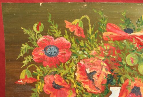 Antique original oil painting still life with vase - Picture 9 of 18