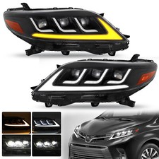 Triple Led Projector Headlights Wsequential For 2011-2019 Toyota Sienna Lh Rh