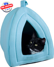 Indoor Cat Bed - Removable Foam Cushion - Pet Tent for Small Animals