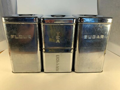 LINCOLN BEAUTYWARE Canister Set of 4 Chrome Stainless Steel