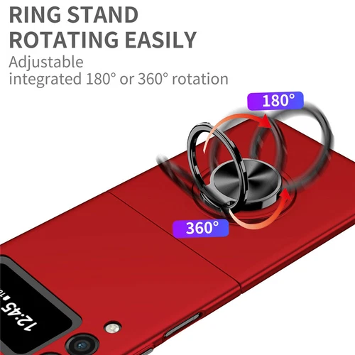 For-Samsung Galaxy Z Flip 4 3 5G Slim Matte Hard Case with Ring+Screen Protector - Picture 47 of 94