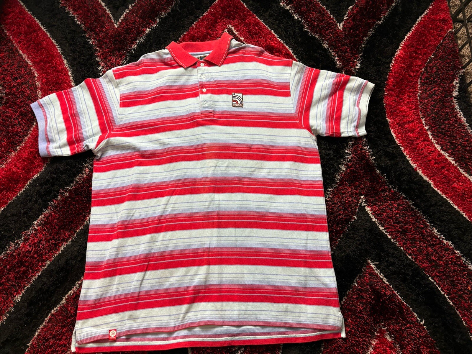 Vintage Coogi Australia Colorful Striped Polo Embroidered Shirt Men