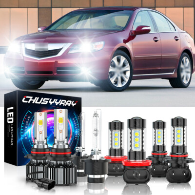 For Acura RL 2004-2012 8x LED HID Headlight Hi-Lo+DRL Fog Light Bulbs Combo