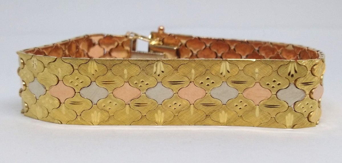 18K, Tri-colored gold, VTG, Italy, brushed and polished 18K, Tri-colored gold, VTG, Italy, brushed and polished