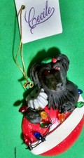Cecile Baird Black Dog  Christmas Ornament Signed