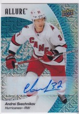 2023-24 Upper Deck Allure Hockey Andrei Svechnikov Blue Lime Auto #25/35