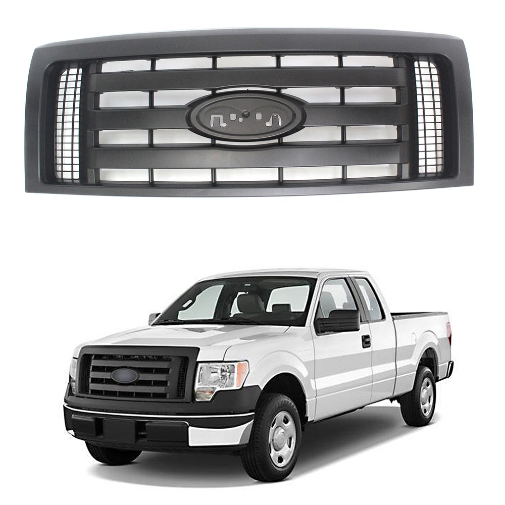 2009-2014 Ford F-150 Black Front Bumper Grille Hood Guard