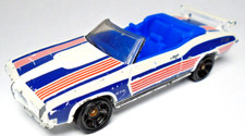 2007 HOT WHEELS '70 PONTIAC GTO CONVERTIBLE WHITE 3" DIECAST CAR W/ BLUE & RED
