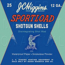 Reproduced J.C. Higgins Shotgun Shell Box Label Canvas Print