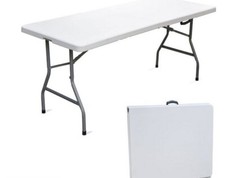 tavolo camping pieghevole tubolare acciaio piano in polipropilene 180x75H74cm