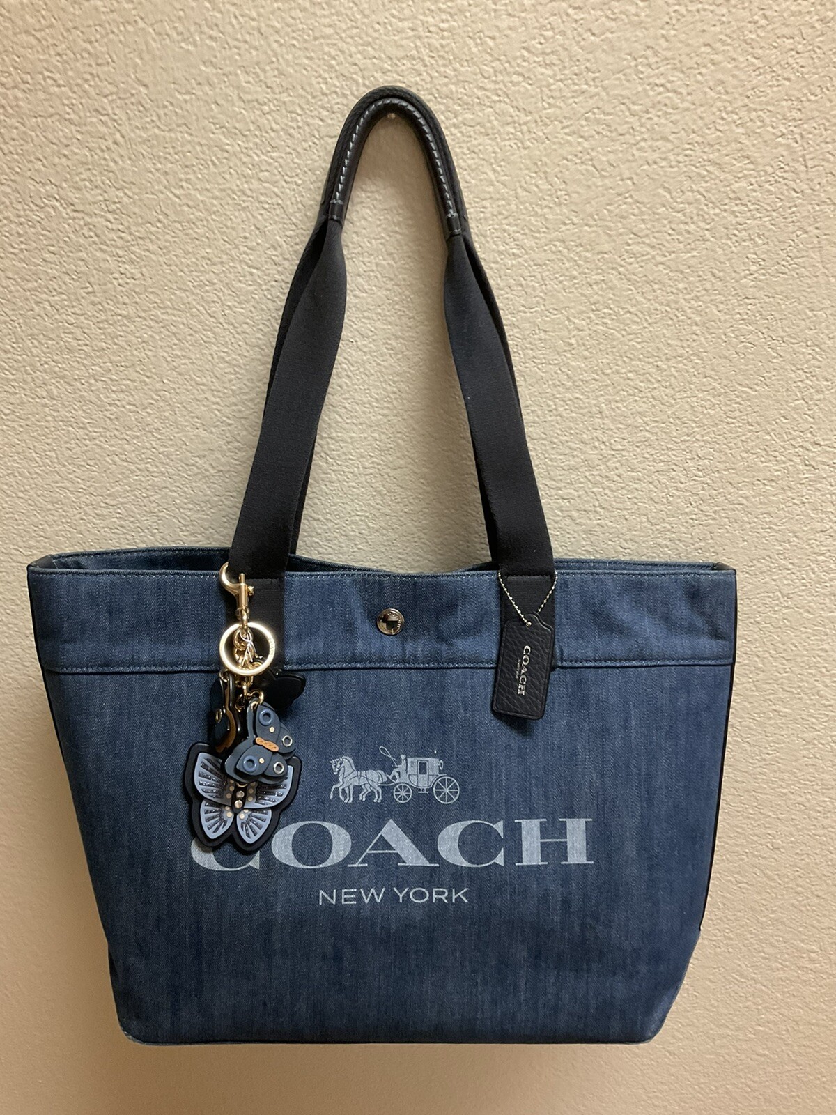 Coach Denim Tote With Horse & Carriage 25902 Gem