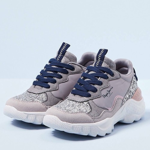 ☆ Sneakers Pepe Jeans gris y rosa Niña y Mujer Deportivas Glitter Tenis  Bambas | eBay