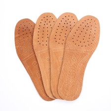 2 Pairs Unisex Breathable Leather Insoles Thin Shoes Pads Inserts Absorb Sweat