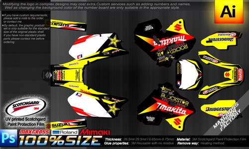 SUZUKI RM125 RM250 1996 1997 1998 MAXCROSS GRAPHICS KIT DECALS STICKER RM1 - Picture 2 of 2