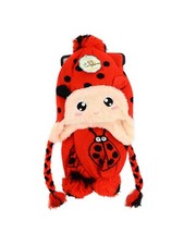 Boy or Girl LADYBUG HAT SCARF SET Red with Black Dots Unisex Kids